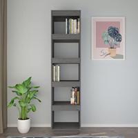 Boekenkast/kamerscherm 40x35x167 cm massief grenenhout grijs - thumbnail