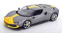Bburago Ferrari R&P 296GTB Assetto Fiorano, grau/gelb 1:18 Auto - thumbnail