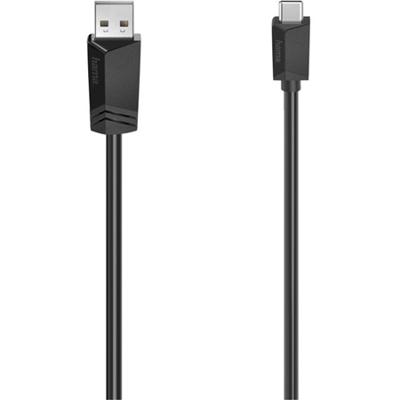 Hama USB kabel Type-C naar USB 2.0 Type-A 480Mbit/s, 1,5m Kabel Zwart Hama USB kabel Type-C naar USB 2.0 Type-A 480Mbit/s, 1,5m Kabel Zwart