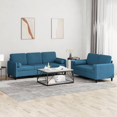 2-delige Loungeset met kussens fluweel blauw