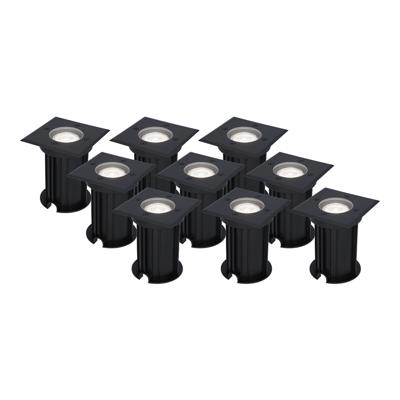 Set van 9 Ramsay LED Grondspots Vierkant - Dimbaar - GU10 - 6500K daglicht wit - 4 Watt 345 Lumen - Tuinspot - Zwart - IP67 waterdicht - Overrijdbaar voor de Oprit, Tuin en Terras