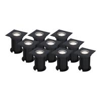 Set van 9 Ramsay LED Grondspots Vierkant - Dimbaar - GU10 - 6500K daglicht wit - 4 Watt 345 Lumen - Tuinspot - Zwart - IP67 waterdicht - Overrijdbaar voor de Oprit, Tuin en Terras - thumbnail