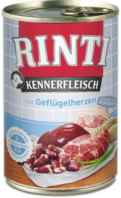 RINTI Kennerfleisch Poultry hearts - natvoer voor honden - 400g
