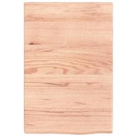 Wastafelblad 40x60x(2-4) cm behandeld massief hout lichtbruin - thumbnail