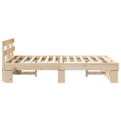 Bedframe met hoofdeinde Bruin 135 x 190 cm Massief grenenhout - thumbnail