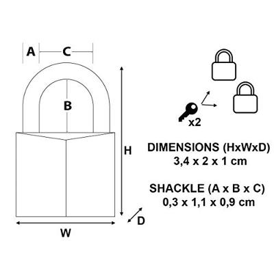 Masterlock 2 x 20mm padlocks ref. 120EURD - keyed alike padlocks - 120EURT Masterlock 2 x 20mm padlocks ref. 120EURD - keyed alike padlocks - 120EURT