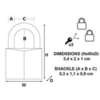 Masterlock 2 x 20mm padlocks ref. 120EURD - keyed alike padlocks - 120EURT - thumbnail