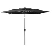 VidaXL Parasol 3-laags met aluminium paal 2,5x2,5 m zwart - thumbnail