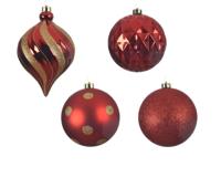 6 XXL kerstballen kunststof dia. 15 cm in koker ballen kleur rood Decoris - Decoris - thumbnail