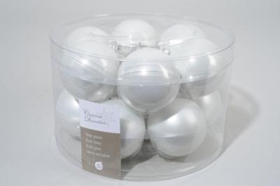 Kerstballen Glas Ø5cm Winter Wit 12st