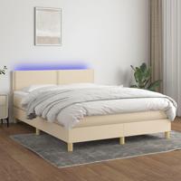 Boxspring met matras en LED stof crèmekleurig 140x190 cm - thumbnail