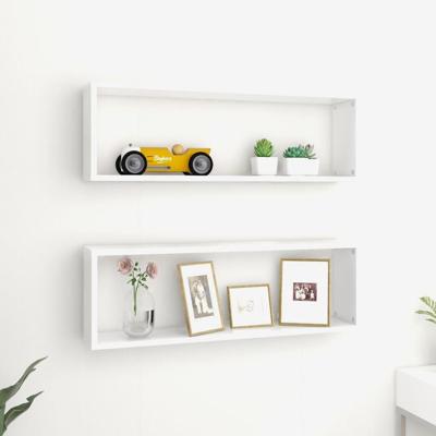 Wandschappen kubus 2 st 80x15x26,5 cm bewerkt hout wit