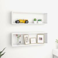 Wandschappen kubus 2 st 80x15x26,5 cm bewerkt hout wit - thumbnail