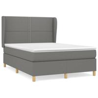 Boxspring met matras stof donkergrijs 140x190 cm - thumbnail