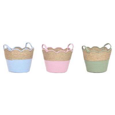 Decoratieve Mand Home ESPRIT Blauw Groen Roze Natuurlijk Zeegras Kinderen (3 Stuks) Decoratieve Mand Home ESPRIT Blauw Groen Roze Natuurlijk Zeegras Kinderen (3 Stuks)