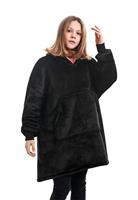 Draagbare deken met capuchon & mouwen - kind - zwart - thumbnail