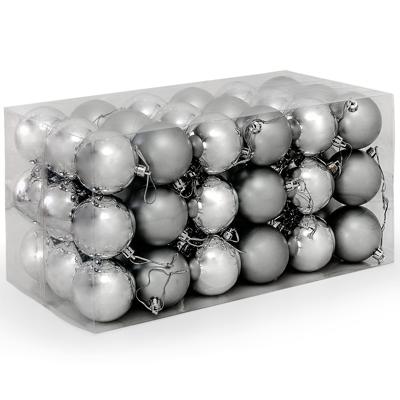 Kerstboomballen kunststof kleur zilver set van 54 stuks