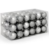 Kerstboomballen kunststof kleur zilver set van 54 stuks - thumbnail