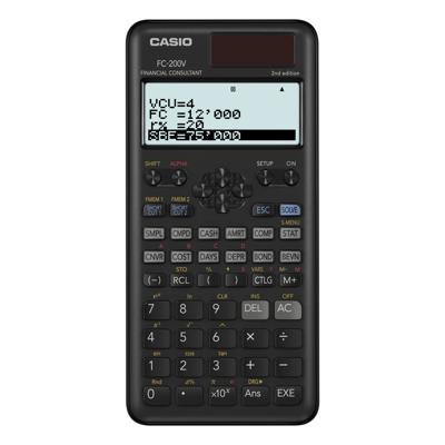 Wetenschappelijke rekenmachine - Casio - FC-200V - 4-regelig display - Op zonne-energie - 103 g