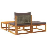 3-delige Loungeset met kussens massief acaciahout - thumbnail