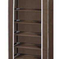 Stoffen schoenenrek met hoes 162 x 57 x 29 cm bruin - thumbnail