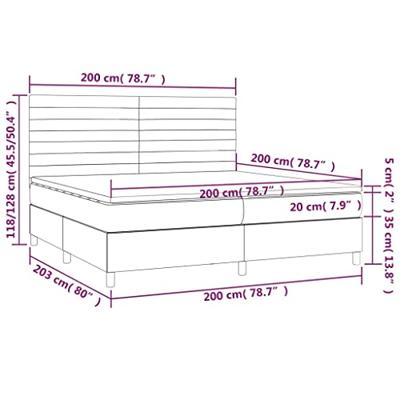 Boxspring met matras en LED fluweel lichtgrijs 200x200 cm