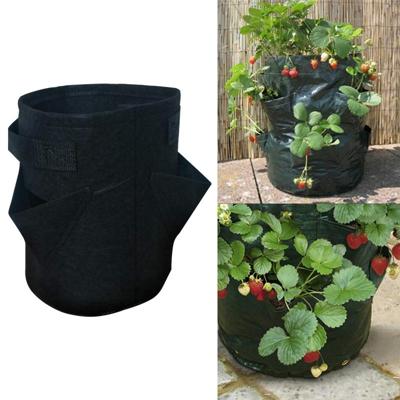 3 zakken 18L/5 gallon niet-geweven vilt aardbei plant tas grootte: 23X28cm (zwart)