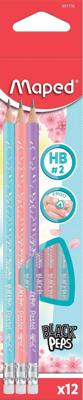 Grafietpotlood Maped Black&apos;Peps met gum pot à 72 stuks pastel