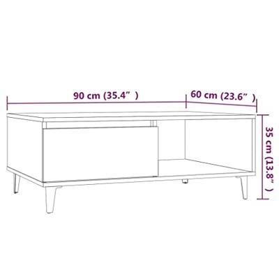 Salontafel 90x60x35 cm bewerkt hout gerookt eikenkleurig