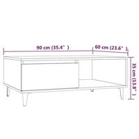 Salontafel 90x60x35 cm bewerkt hout gerookt eikenkleurig - thumbnail