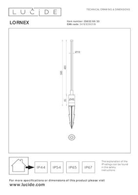 Lucide LORNEX - Tuinspot - LED - 1x6W 3000K - IP54 - Zwart Lucide LORNEX - Tuinspot - LED - 1x6W 3000K - IP54 - Zwart