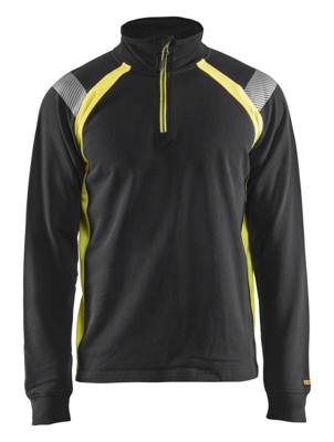 Blåkläder Sweatshirt halve rits Visible 34321158 | Zwart/High-Vis Geel | Maat S - 7330509595640