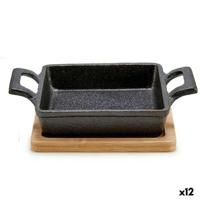 Casseroleschaal om tapa's te serveren Kinvara Bruin Zwart Hout Bamboe Ijzer 19 x 5 x 14 cm 14 x 5 x 18,5 cm (12 Stuks) - thumbnail