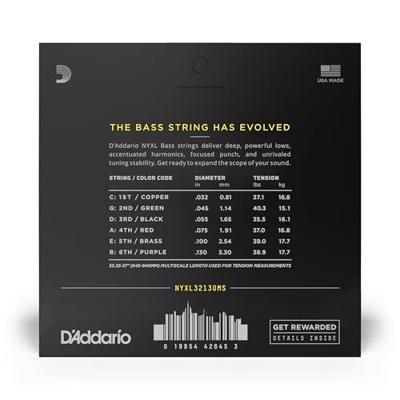 D&apos;Addario NYXL32130MS Fanned Fret Bass Strings 6-snarige multiscale bassnaren