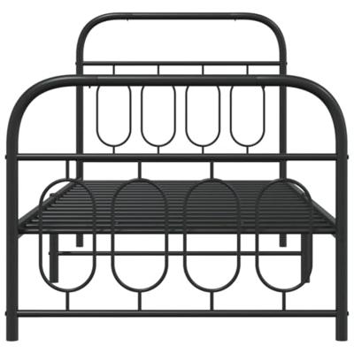 Bedframe met hoofd- en voeteneinde metaal zwart 90x190 cm