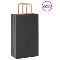 VidaXL Papieren zakken 250 st met hengsels 21x11x36 cm zwart - thumbnail