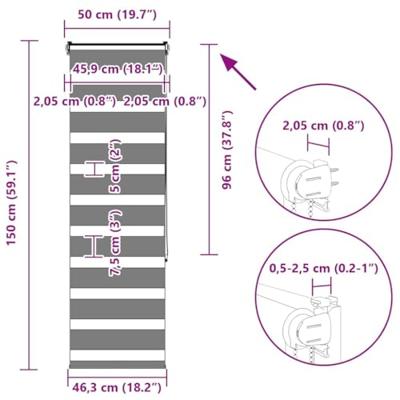 VidaXL Zebra rolgordijn 50x150 cm stofbreedte 45,9cm polyester wit