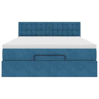 Ottoman bed met matras en LED's 140x200cm fluweel donkerblauw