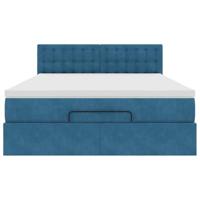 Ottoman bed met matras en LED's 140x200cm fluweel donkerblauw - thumbnail