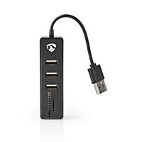 NEDIS 3-poorts USB 2.0 Hub met SD & Micro SD-kaartlezer, zwart - thumbnail
