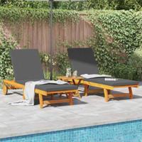 Ligstoel 2-persoon 2 pcs Bruin Massief Acaciahout - thumbnail