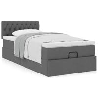 Ottoman bed met matras 90x190cm stof donkergrijs - thumbnail