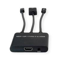 ROLINE adapterkabel Mini DisplayPort / DisplayPort / Type C - HDMI, Actief, 0,15 m - thumbnail