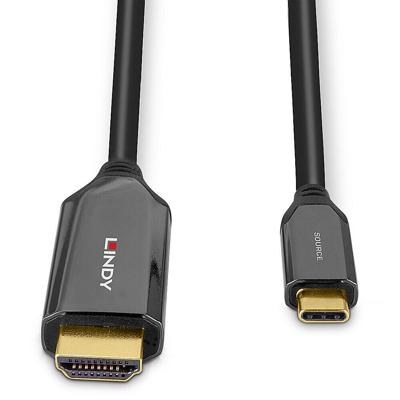 LINDY 43369 HDMI-kabel USB-C Adapterkabel USB-C stekker, HDMI-A-stekker 3.00 m Zwart 8K UHD