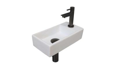 INK Versus Fonteinset - 36x18x9cm - wasbak links - porselein Glans wit/metal black 1805363