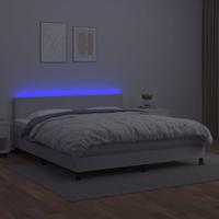 Boxspring met matras en LED kunstleer wit 160x200 cm - thumbnail
