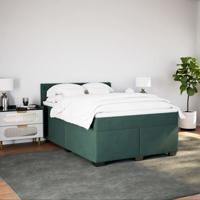 Boxspring met matras fluweel donkergroen 160x200 cm - thumbnail