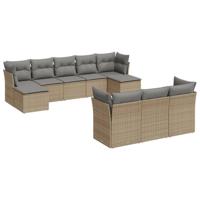 11-delige Tuinset met kussens poly rattan beige - thumbnail