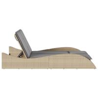 Ligbed met kussens 114x205x73 cm poly rattan beige - thumbnail