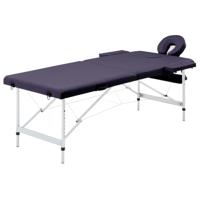 VidaXL Massagetafel inklapbaar 2 zones aluminum wijnpaars - thumbnail